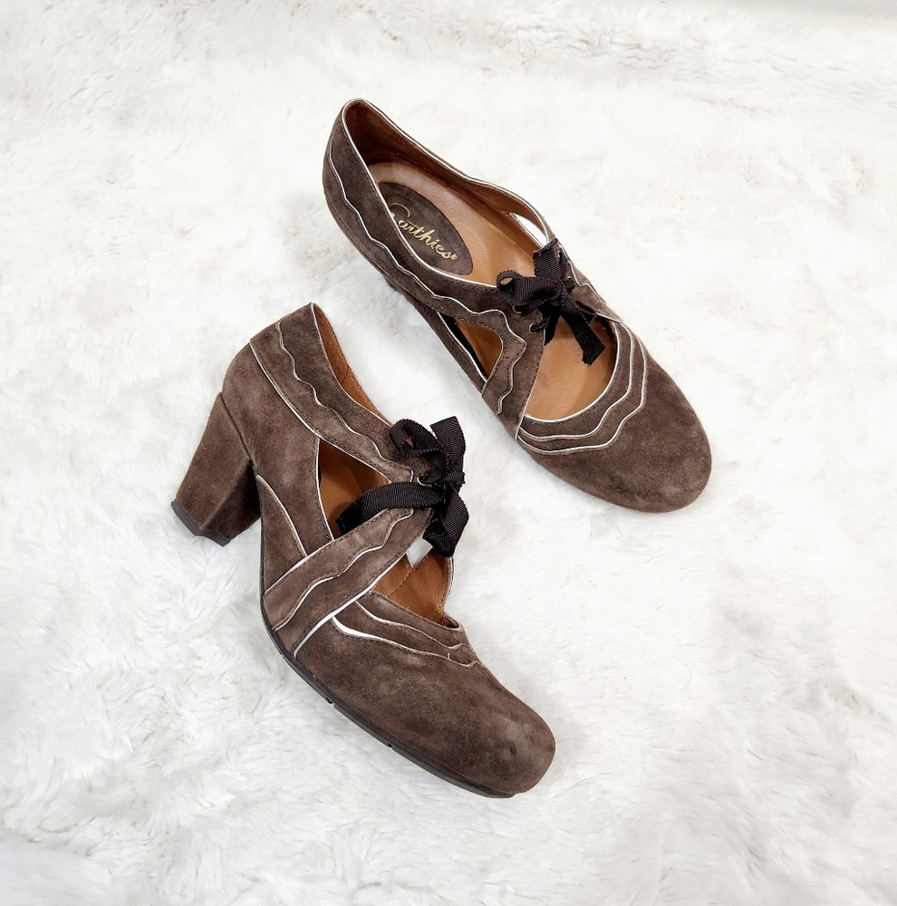 Earthies Silver and Brown Heels with Vintage Charm